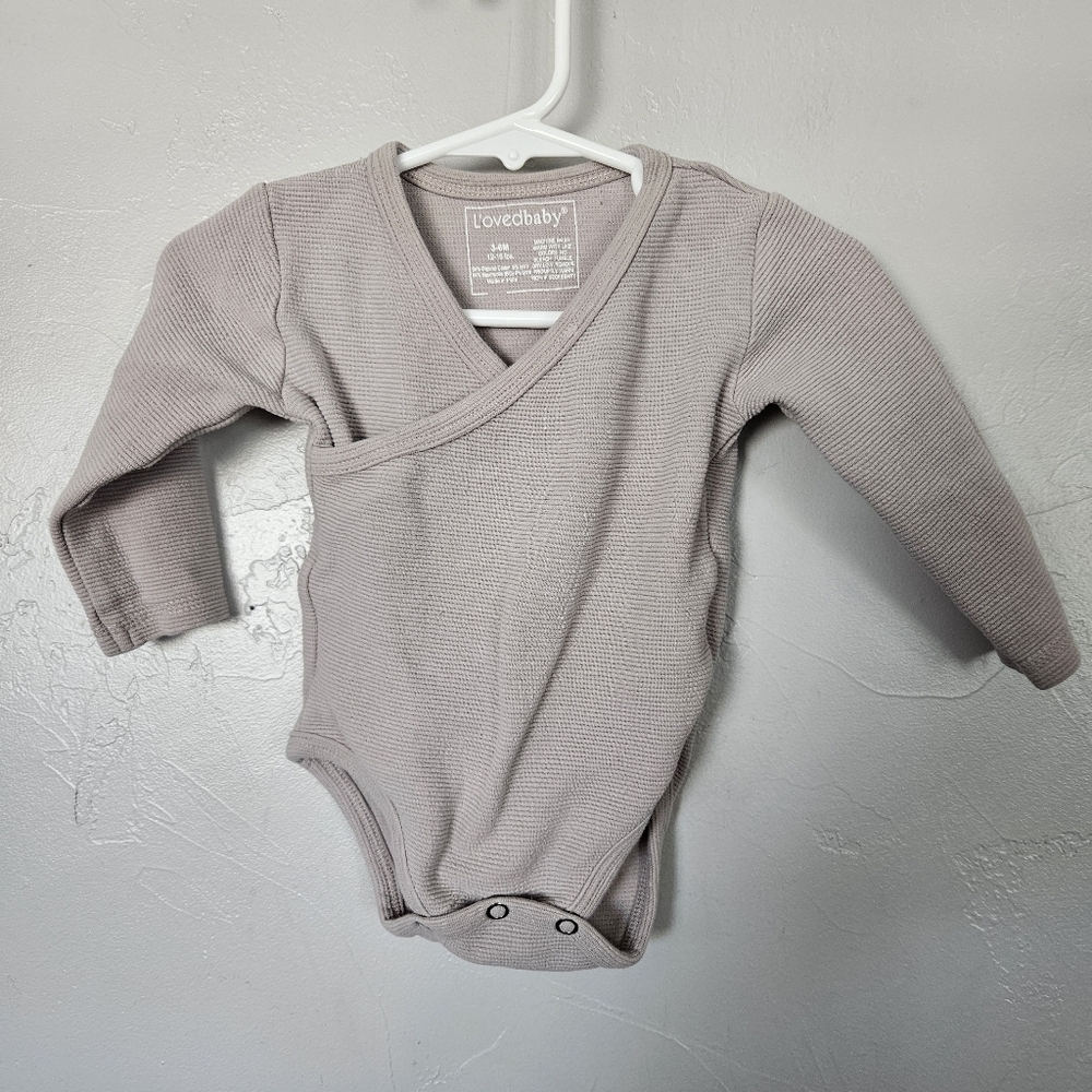 L'ovedbaby Baby 3-6 Months Biege Organic Cotton Baby Bodysuit Long Sleeve Wrap